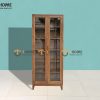 Tủ kính gỗ sồi tự nhiên 2 cánh Capri màu óc chó TK-02SN