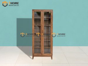 Tủ kính gỗ sồi tự nhiên 2 cánh Capri màu óc chó TK-02SN