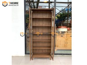 Tủ kính gỗ sồi tự nhiên 2 cánh Capri màu óc chó TK-02SN