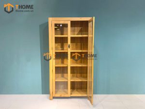 Tủ kính gỗ sồi tự nhiên 2 cánh Cuba TK-09SM