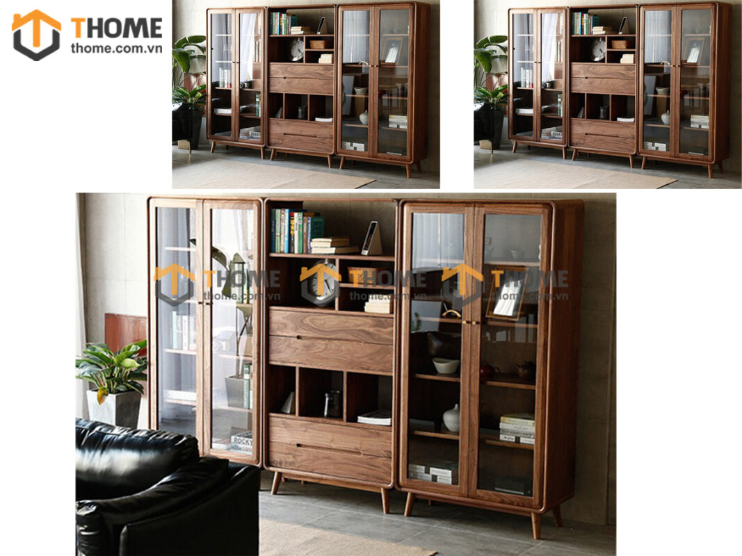 Tủ Kính Gỗ Sồi Tự Nhiên 2 Cánh Sunrise TK-03SN