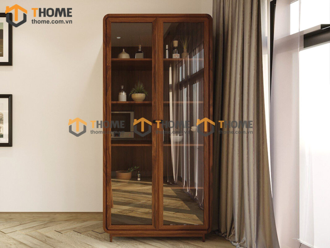 Tủ Kính Gỗ Sồi Tự Nhiên 2 Cánh Sunrise TK-03SN