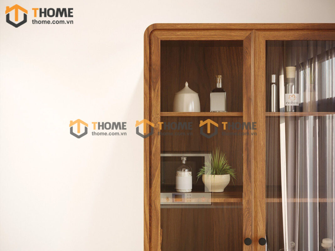 Tủ Kính Gỗ Sồi Tự Nhiên 2 Cánh Sunrise TK-03SN