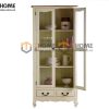 Tủ kính gỗ sồi tự nhiên 2 hộc kéo Tuscany màu trắng TK-02SM