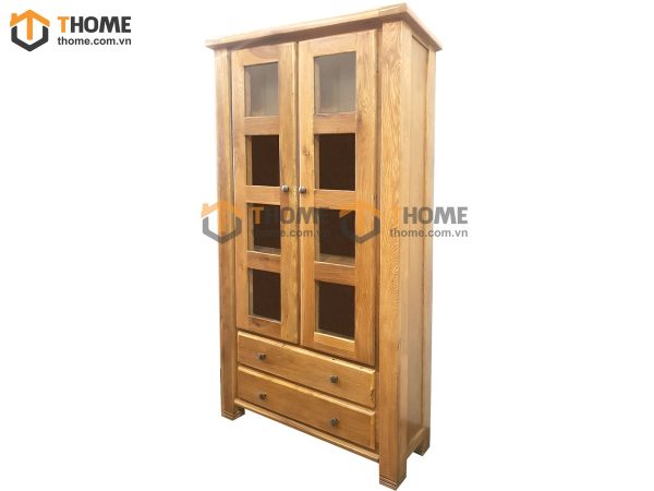 Tủ kính gỗ sồi tự nhiên 2 hộc kéo Woodstock TK-03SM