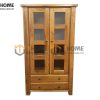 Tủ kính gỗ sồi tự nhiên 2 hộc kéo Woodstock TK-03SM