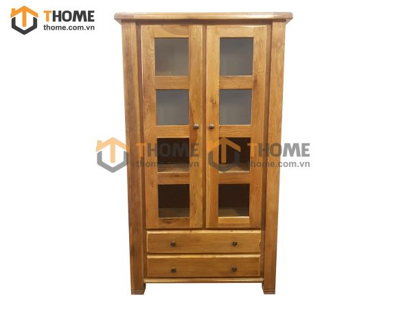 Tủ kính gỗ sồi tự nhiên 2 hộc kéo Woodstock TK-03SM