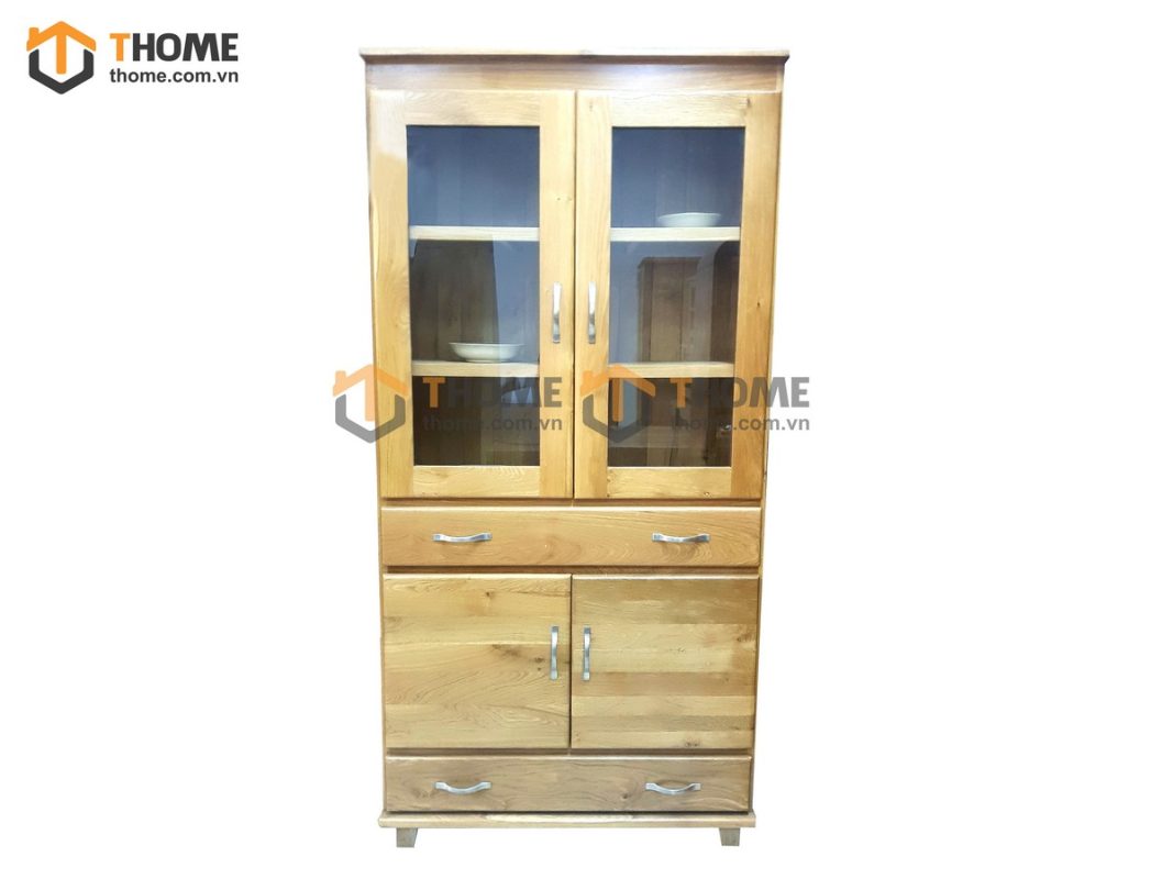 Tủ kính gỗ sồi tự nhiên 2 hộc kéo Zen TK-11SM