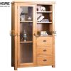 Tủ kính gỗ sồi tự nhiên 3 hộc kéo Morris TK-12SM