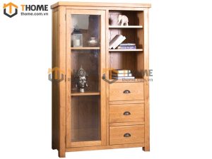 Tủ kính gỗ sồi tự nhiên 3 hộc kéo Morris TK-12SM
