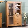 Tủ kính gỗ sồi tự nhiên 3 hộc kéo Morris TK-12SM