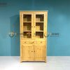 Tủ kính gỗ sồi tự nhiên 4 cánh 3 hộc kéo Morris TK-13SM