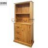Tủ kính gỗ sồi tự nhiên 3 hộc kéo Morris TK-14SM