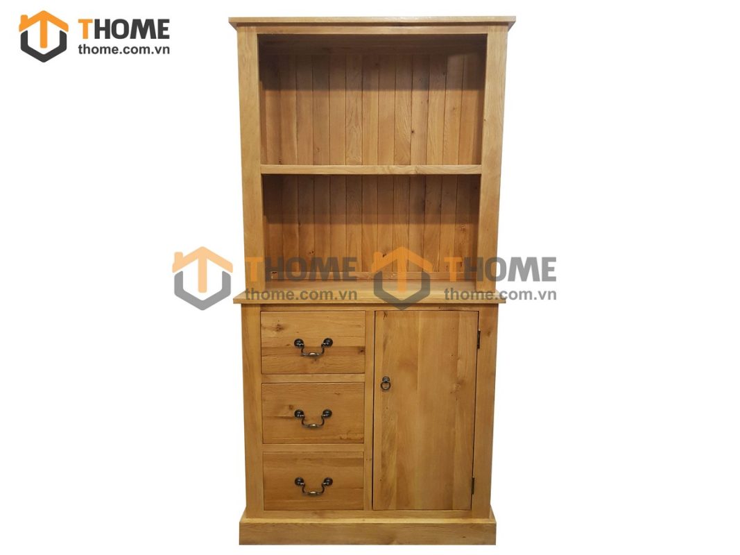 Tủ kính gỗ sồi tự nhiên 3 hộc kéo Morris TK-14SM