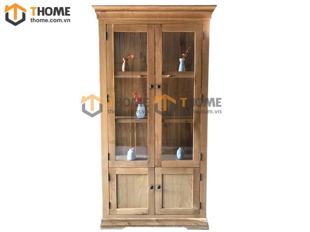 Tủ kính gỗ sồi tự nhiên 4 cánh Tuscany TK-05SM-01