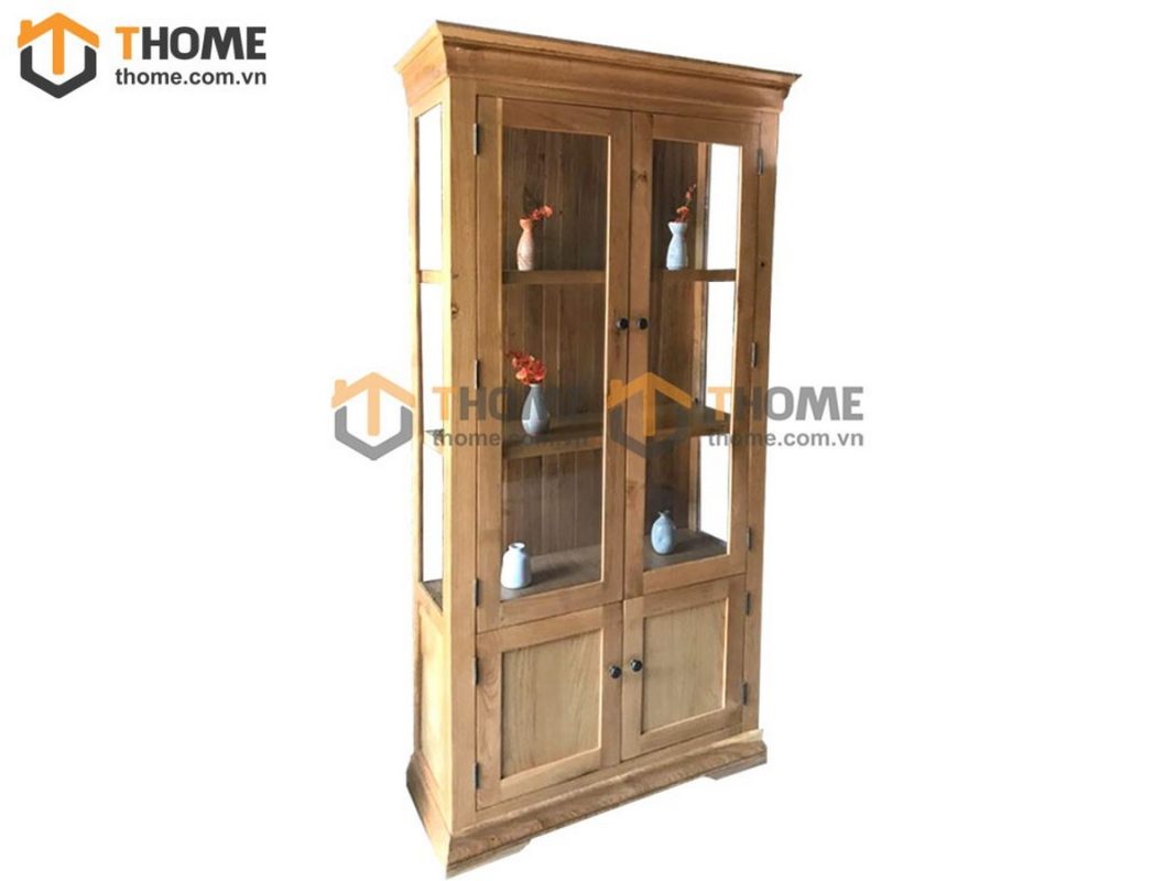 Tủ kính gỗ sồi tự nhiên 4 cánh Tuscany TK-05SM-01