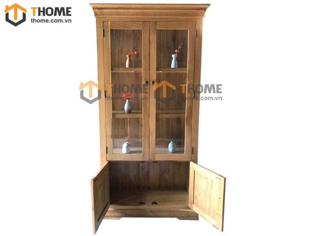 Tủ kính gỗ sồi tự nhiên 4 cánh Tuscany TK-05SM-01