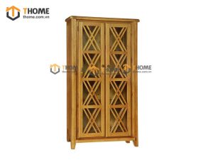 Tủ kính gỗ sồi tự nhiên cánh X Woodstock TK-06SM