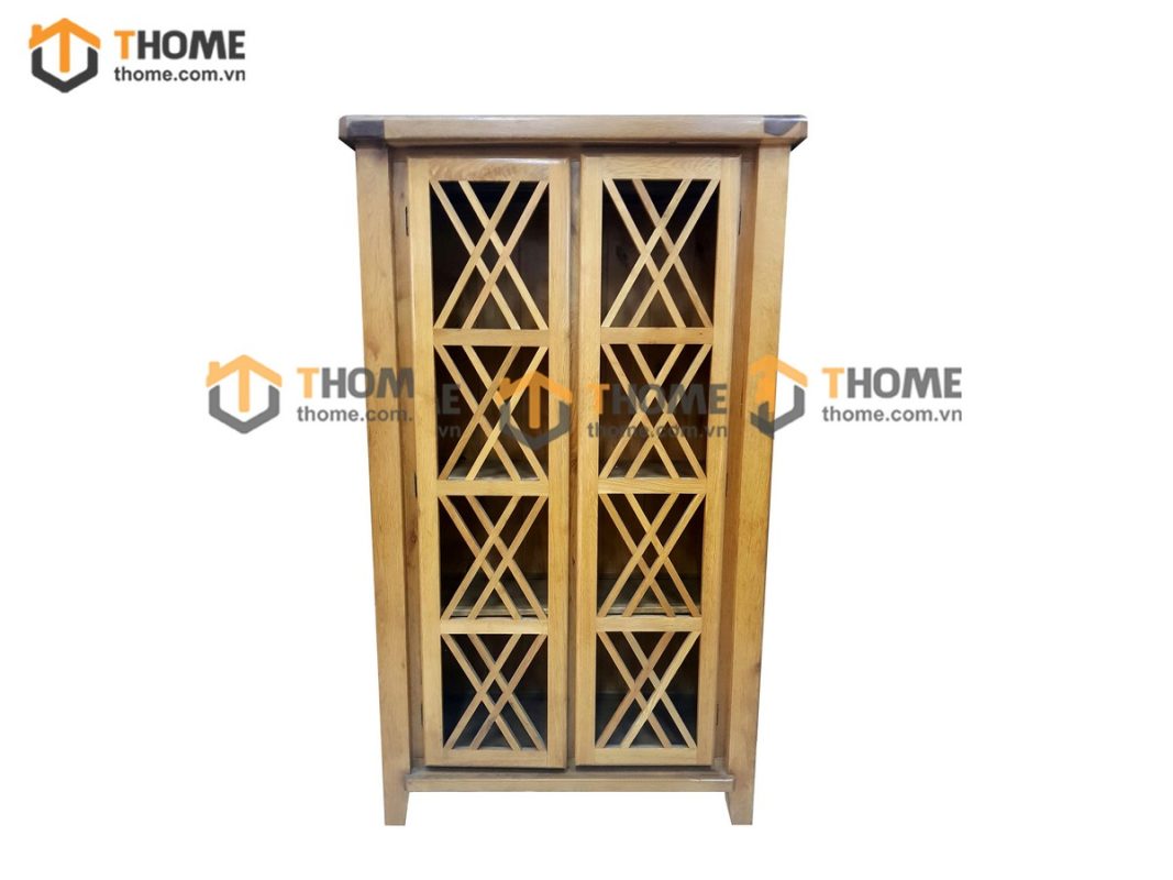 Tủ kính gỗ sồi tự nhiên cánh X Woodstock TK-06SM