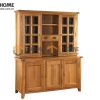 Tủ kính gỗ sồi tự nhiên 2 tầng 5 cánh 2 hộc kéo nhỏ Harris TK-15SM
