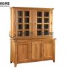 Tủ kính gỗ sồi tự nhiên 2 tầng 5 cánh 2 hộc kéo nhỏ Harris TK-15SM