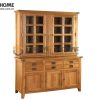 Tủ kính gỗ sồi tự nhiên 2 tầng 5 cánh 2 hộc kéo nhỏ Harris TK-15SM