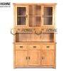 Tủ kính gỗ sồi tự nhiên 2 tầng 5 cánh 8 hộc kéo nhỏ Rustic TK-16SM