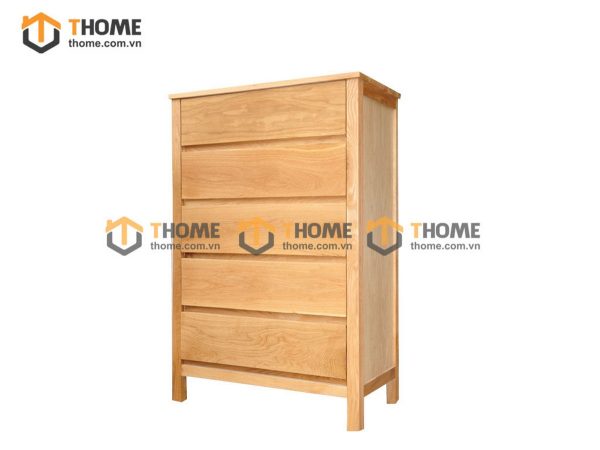 Tủ ngăn kéo gỗ sồi tự nhiên 5 hộc kéo Delux màu tự nhiên TNK-11SM