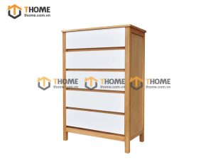Tủ ngăn kéo gỗ sồi tự nhiên 5 hộc kéo Delux màu trắng TNK-15SM