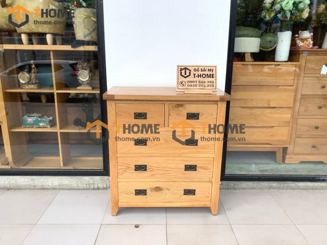 Tủ ngăn kéo gỗ sồi tự nhiên 5 hộc kéo Harris TNK-07SM