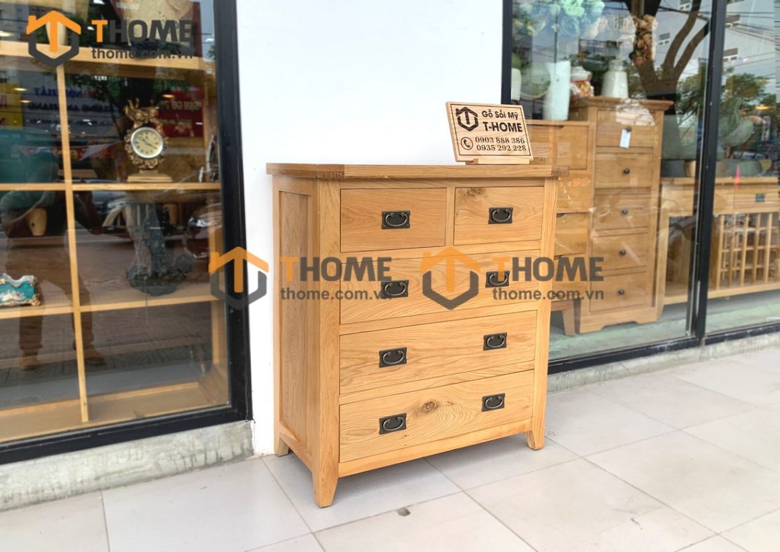 Tủ ngăn kéo gỗ sồi tự nhiên 5 hộc kéo Harris TNK-07SM