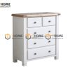 Tủ ngăn kéo gỗ sồi tự nhiên 5 hộc kéo Woodstock màu trắng TNK-22SM