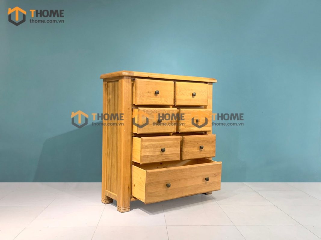 Tủ ngăn kéo gỗ sồi tự nhiên 5 hộc kéo Woodstock màu tự nhiên TNK-24SM