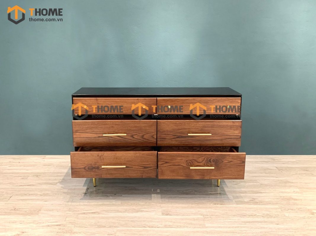 Tủ ngăn kéo gỗ sồi tự nhiên 6 hộc kéo Titan TNK-01SN