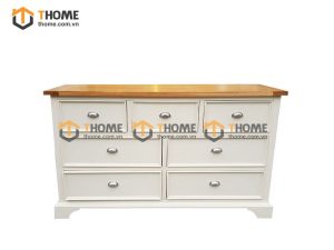 Tủ ngăn kéo gỗ sồi tự nhiên 7 hộc kéo Hampshire màu trắng TNK-21SM