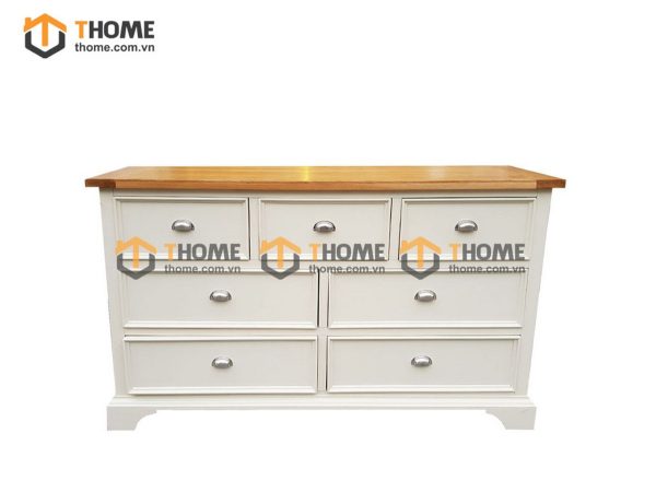 Tủ ngăn kéo gỗ sồi tự nhiên 7 hộc kéo Hampshire màu trắng TNK-21SM