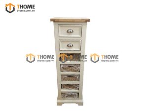 Tủ ngăn kéo gỗ sồi tự nhiên 7 hộc kéo Harris màu trắng TNK-20SM
