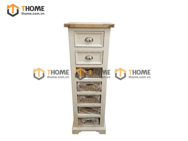 Tủ ngăn kéo gỗ sồi tự nhiên 7 hộc kéo Harris màu trắng TNK-20SM