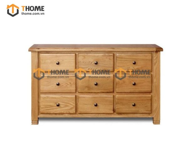 Tủ ngăn kéo gỗ sồi tự nhiên 9 hộc kéo Woodstock màu tự nhiên TNK-25SM