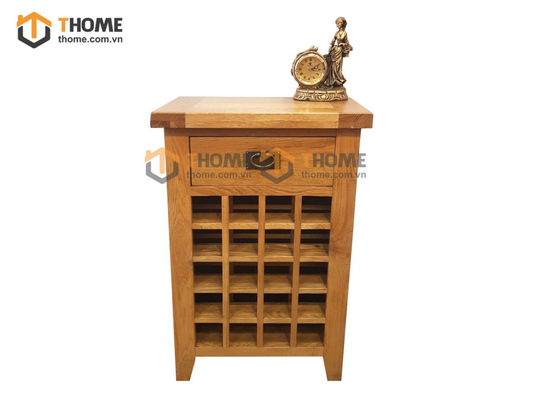 Tủ rượu gỗ sồi tự nhiên 1 hộc kéo 20 ô TR-01SM