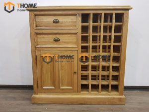 Tủ rượu gỗ sồi tự nhiên 2 hộc kéo 32 ô TR-04SM