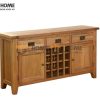 Tủ rượu gỗ sồi tự nhiên 3 hộc kéo 16 ô TR-03SM