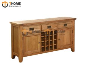 Tủ rượu gỗ sồi tự nhiên 3 hộc kéo 16 ô TR-03SM