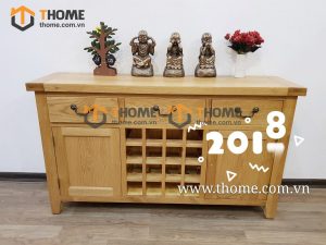 Tủ rượu gỗ sồi tự nhiên 3 hộc kéo 16 ô TR-03SM