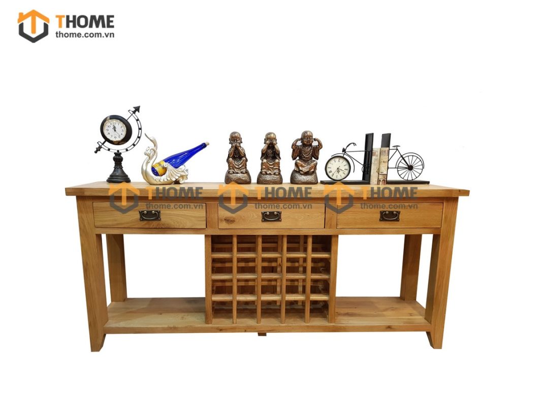 Tủ rượu gỗ sồi tự nhiên 3 hộc kéo 20 ô TR-02SM
