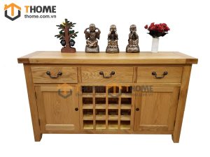 Tủ rượu gỗ sồi tự nhiên 3 hộc kéo 32 ô TR-05SM