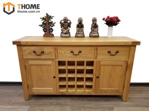 Tủ rượu gỗ sồi tự nhiên 3 hộc kéo 32 ô TR-05SM