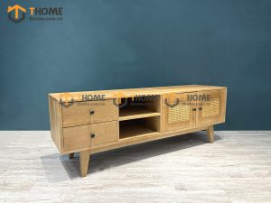 Tủ tivi gỗ sồi tự nhiên 2 cánh mây TTV-33SM