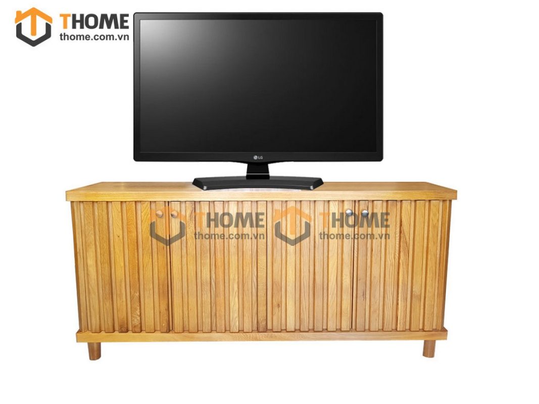Tủ tivi gỗ sồi 2 tự nhiên cánh sọc đứng TTV-30SM
