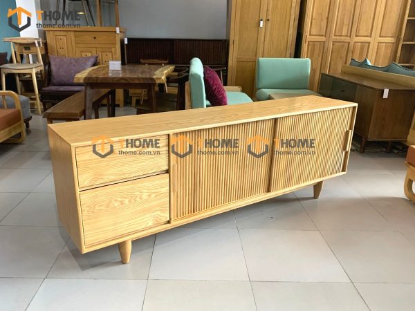 Tủ tivi gỗ sồi tự nhiên 2 trượt 2 hộc kéo TTV-09SN